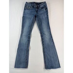 Vigoss Dallas Bootcut Jeans Heritage Fit Blue Thick Stitch Crystal‎ Size 1/2 L33